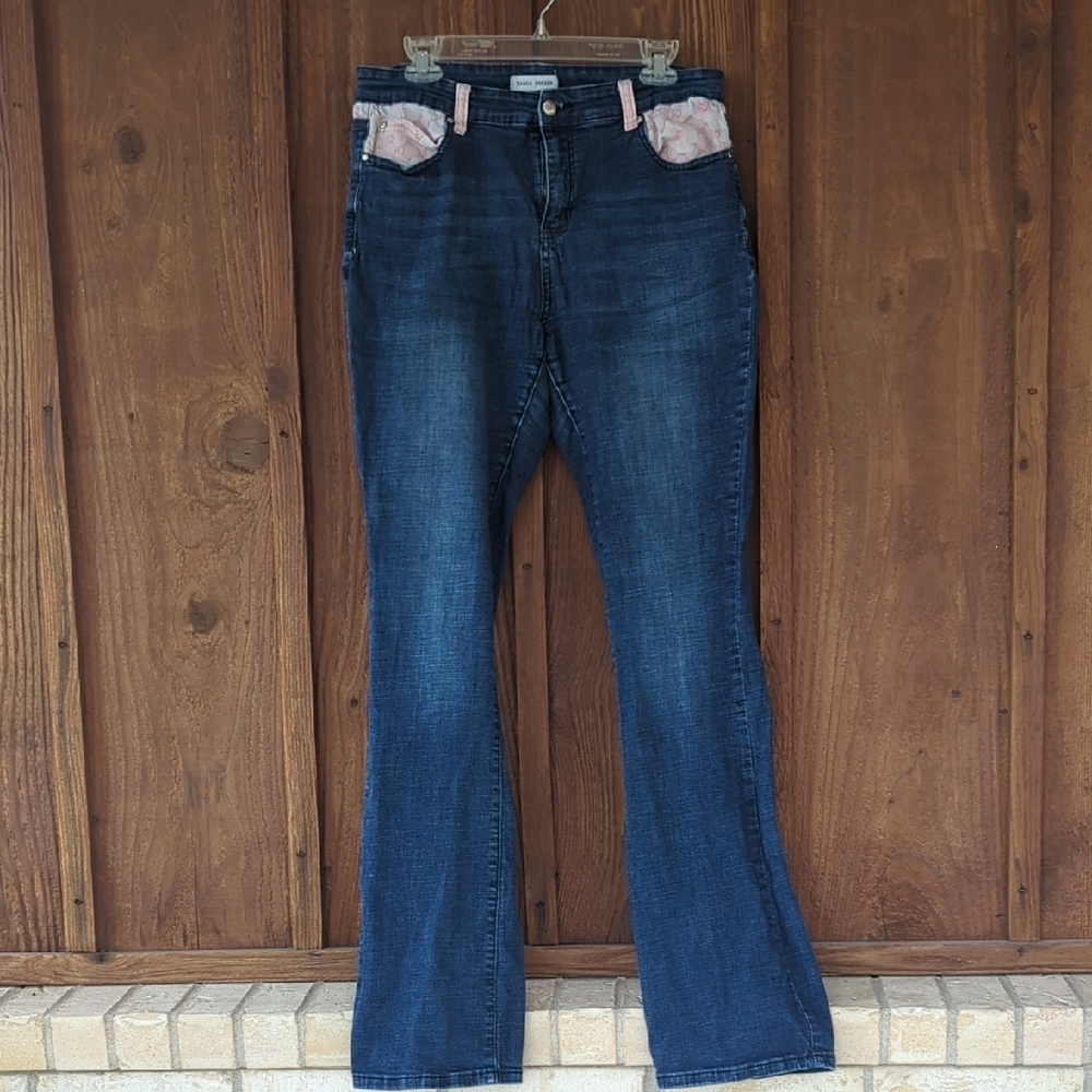 Women's Blue Jeans with Pink Accents